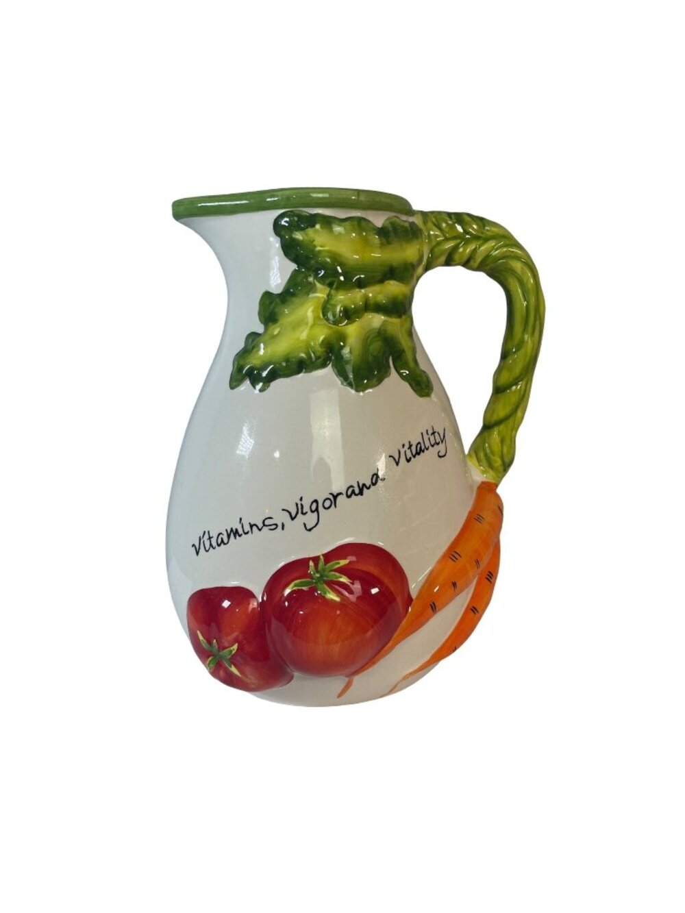 Handpainted Ceramic Pitcher Carrot Tomato Motif Judy Phillips Certified Internat